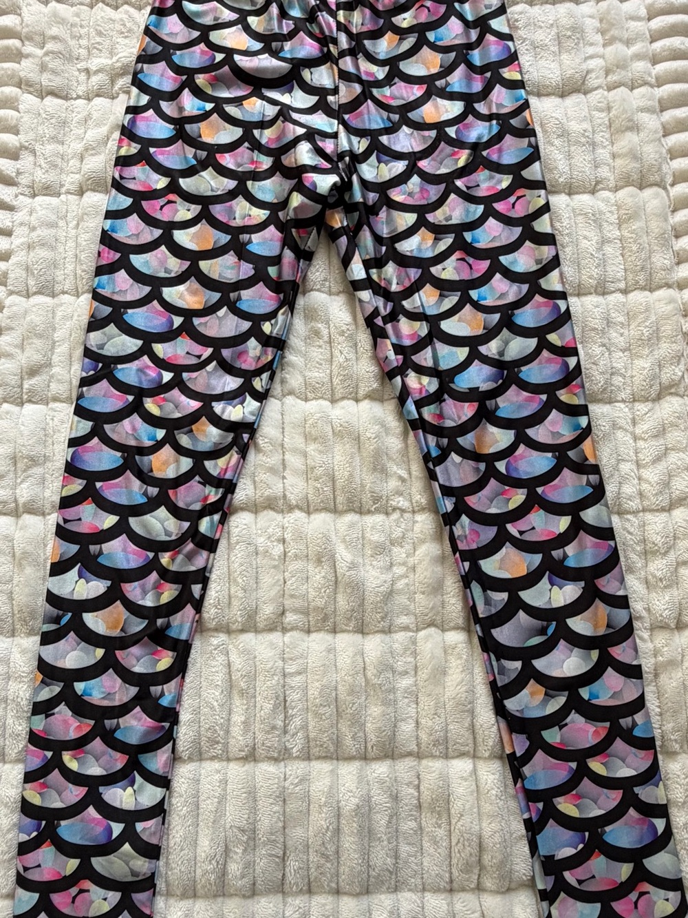 Lotus Leggings Black Mermaid Scale Leggings with Pastel Accents